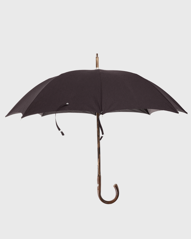 Solid Stick Umbrella | Chestnut | Black
