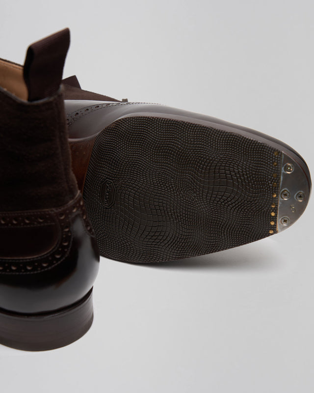 Oxford Ankle Boot | Leather & Suede | Dark Brown | 401FC