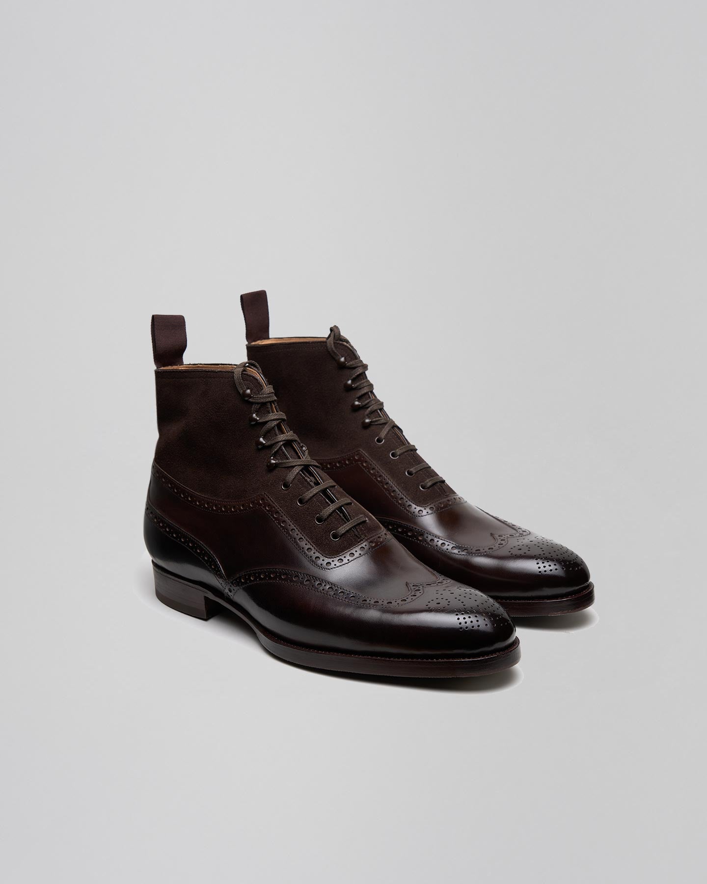 Saint Crispin's Derby Ankle Boot in Brown Leather & Suede | 401FC