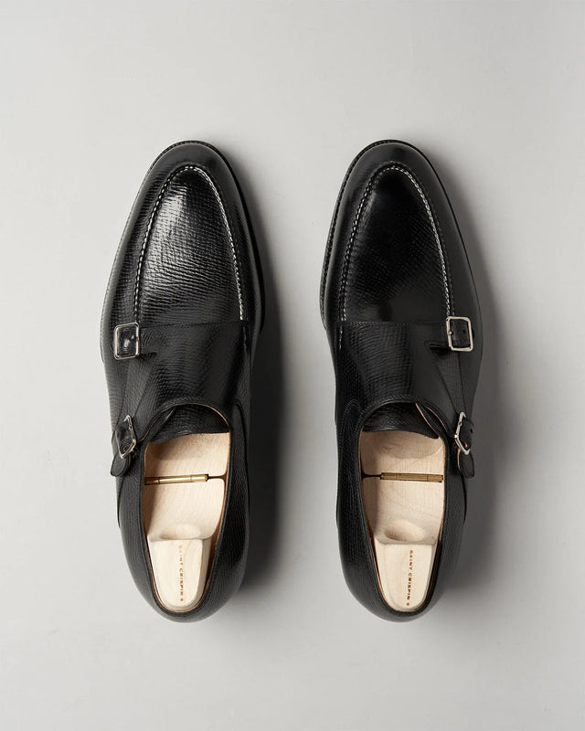 Saint Crispin's - Double Buckle Monk | Russian Grain | Black | 505A - Buckle