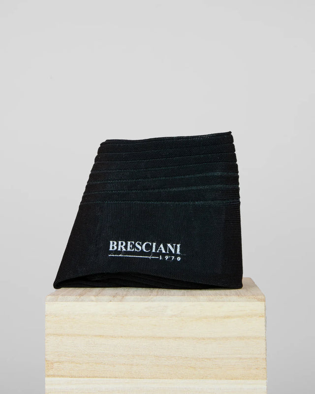 Bresciani - Knee-high Sock | Long Stripe | Black & Asfalto - Socks & Footlets