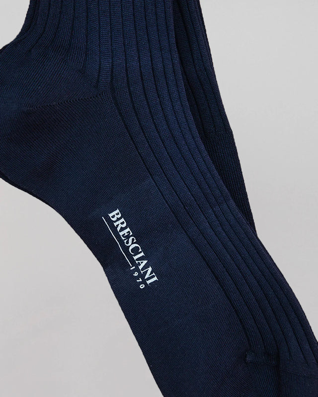 Bresciani - Knee-high Sock | Navy | Organic Cotton - Socks & Footlets