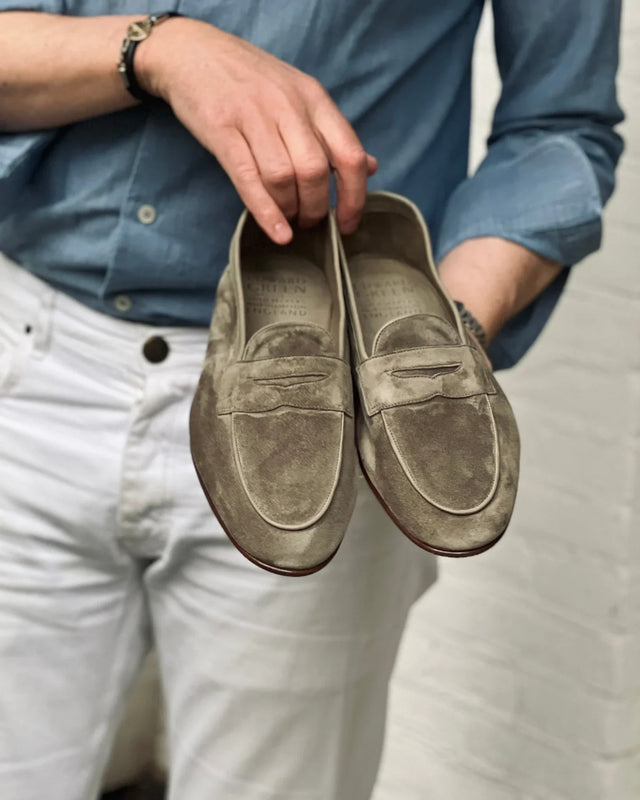 Edward Green - Polperro | Unlined | Suede | Sage - Loafer