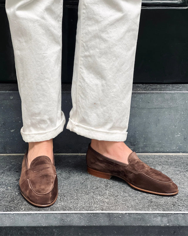 Edward Green - Polperro | Unlined | Suede | Brown Pepper - Loafer