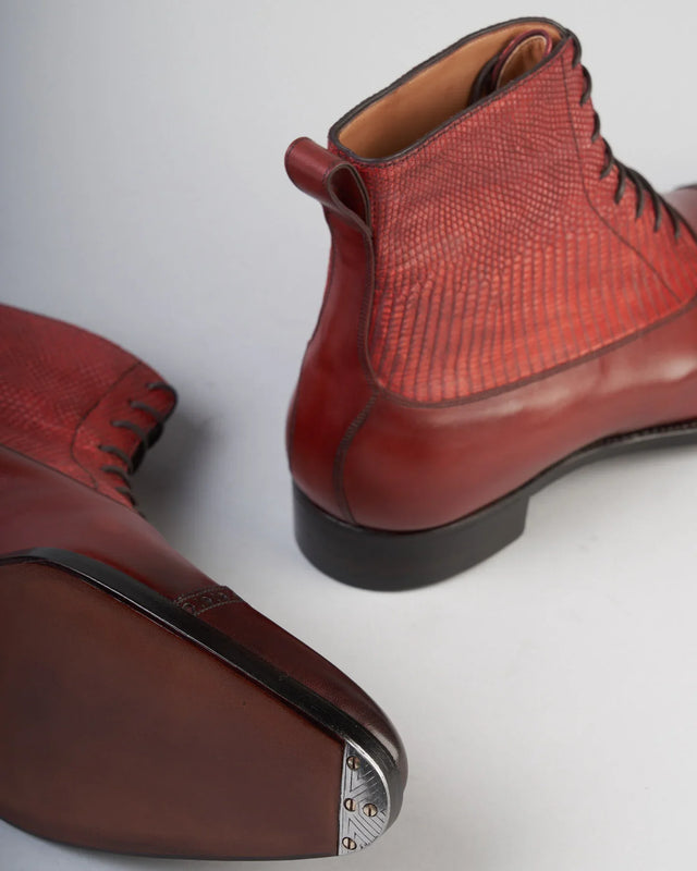 Gaziano & Girling - Canterbury | Cherry Calf & Iguana Suede - Boots