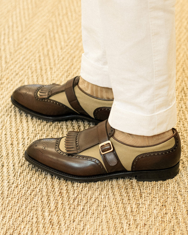 Henley | Calf & Twill | Dark Oak & Beige