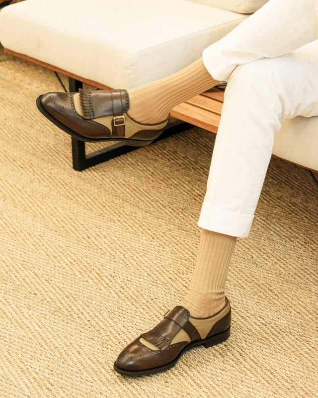 Henley | Calf & Twill | Dark Oak & Beige