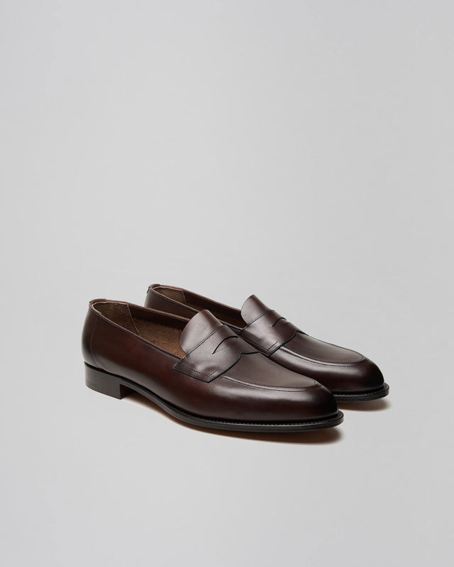 Edward Green Piccadilly unlined loafer in Espresso Antique calf