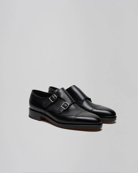 靴 John Lobb Matta Black Monk Strap shoes john_lobb_william_double_buckl