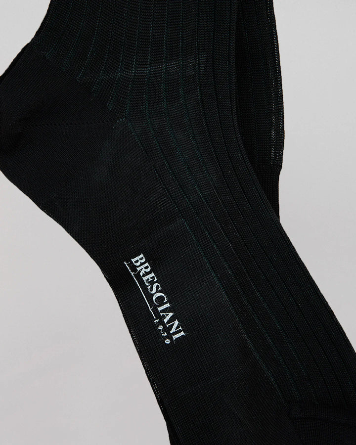 Bresciani Kneehigh Sock Long Stripe Black & Asfalto The Hand