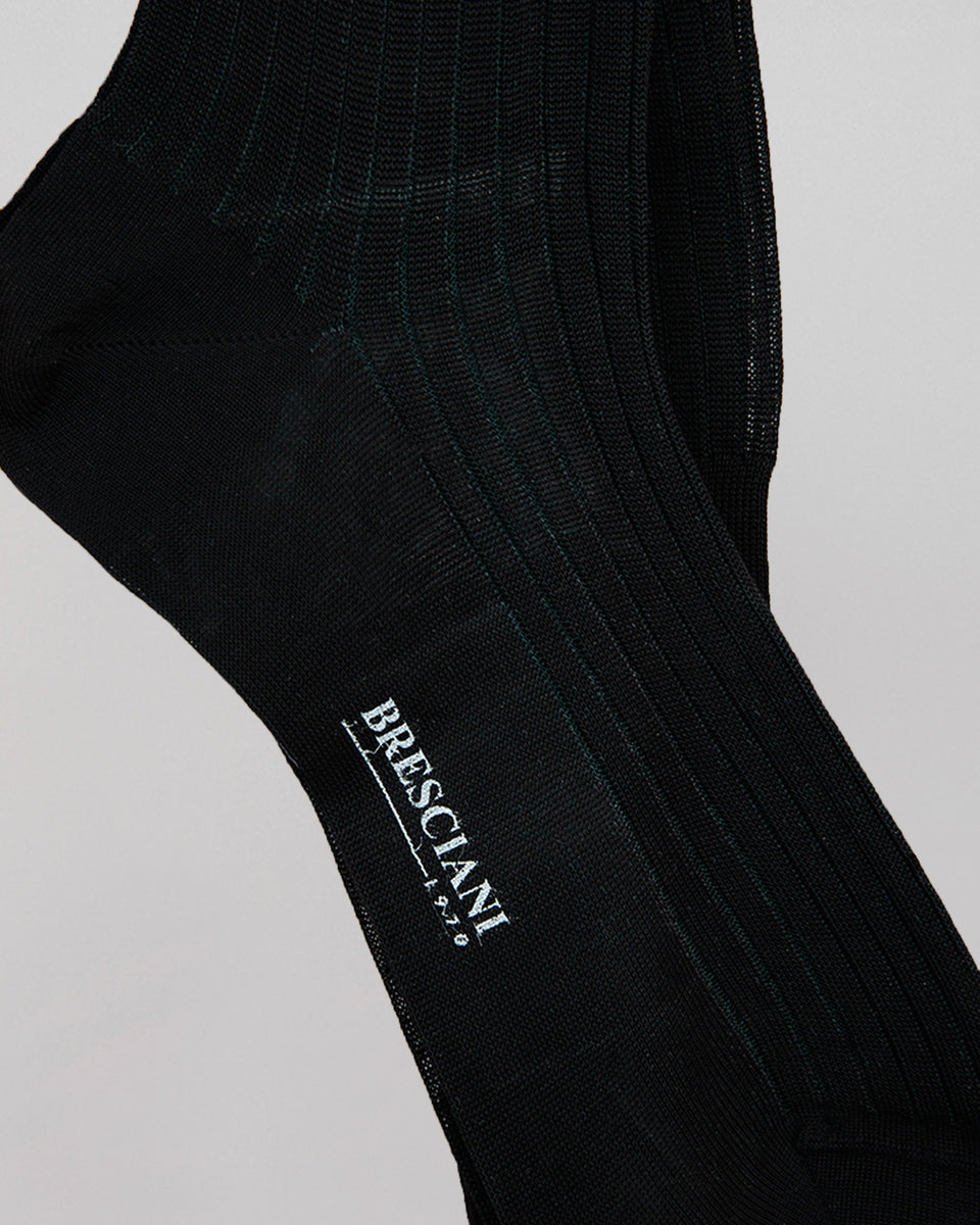 Knee-high Sock | Long Stripe | Black & Asfalto