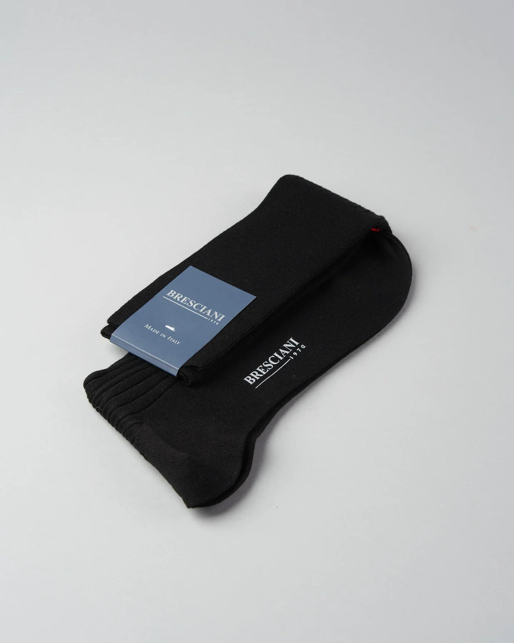 Bresciani Kneehigh Sock Black Organic Cotton The Hand